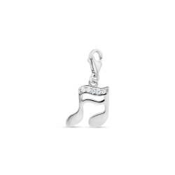 Sterling Silver & Cubic Zirconia Music Note Charm