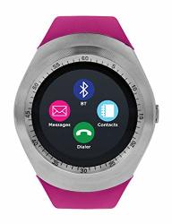Itouch Curve Bluetooth Smart Watch Phone And Fitness Activity Tracker Touch Screen Smart Wrist Watch Silver fuchsia