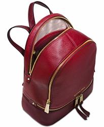 Michael Kors Womens Rhea Zip Backpack Handbag Red Maroon