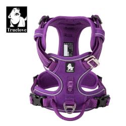 Truelove Pet Reflective Nylon Dog Harness No Pull Adjustable Medium Large Naughty Dog Vest Safety Vehicular Lead Walking Running - Purple L