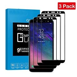 3-PACK Knonew For Samsung Galaxy A6 2018 Screen Protector Tempered Glass With 9H Hardness Protector Film HD Clear Anti-scratch Anti-bubble Case Friendly Black