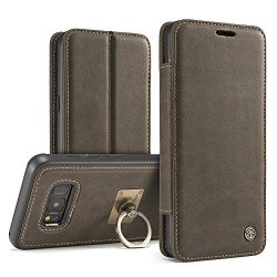 Samsung S8 Plus Leather Wallet Phone Case Kickstand Protective Flip Cover Magnetic Detachable Back Case With Card Slots Deep Brown Cover