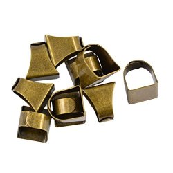Monkeyjack Adjustable Solid Brass Ring Blanks Bases Findings With Rectangle Pads 0.87X0.75 Inch Jewelry Making 10 Pieces - Bronze
