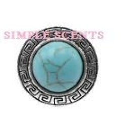 New Fashion Popular Silver Plated Round Shape Turquoise Charm Ring Adjustable 26MM