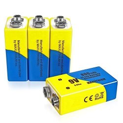 9V Batteries Rechargeable Li-ion 800MAH 4 Packs