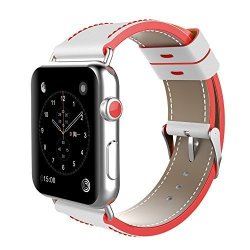 TOP4CUS Genuine Leather Replacement Iwatch Band With Secure Metal Clasp Buckle For Apple Watch Iwatch Band For Apple Compatible With Apple Watch Series 3