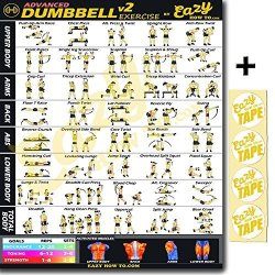 Eazy How To Dumbbell Exercise Workout Poster Big 51 X 73CM Train Endurance Tone Build Strength & Muscle Home Gym Chart - Advanced
