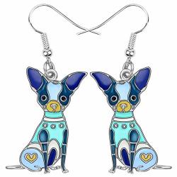 NEWEI Enamel Alloy Dachshund Dog Earrings Dangle Drop Fashion Cute Animal Jewelry For Women Girls Gift Charms