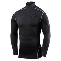 Men's Boys Tca Pro Performance Compression Base Layer Long Sleeve Thermal Top - Mock Neck - Black Stealth L