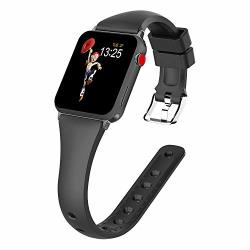 Panrock Apple Watch Bands 38MM 40MM 42MM 44MM Soft Silicone Sport Band Replacement Iwatch Band Wristband For Apple Watch SERIES1 2 3 4 Hermes Nike+ Edition Black 42MM