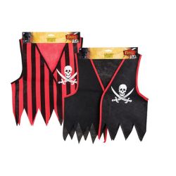 Pirate Vest - Party Dress Up - Skull - Red & Black - Single - 8 Pack