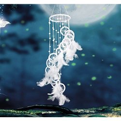 Thailand 1 PC White Feather Dream Catcher Wind Chimes Pendant MINI Arts Craft Rainbow Owl Feathers Hanging Nursery Bedding Room Excellent Popular Dreamcatchers Girls Bedroom