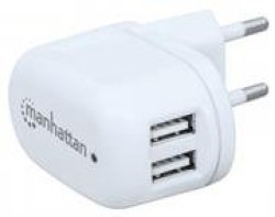 Manhattan Popcharge Home - Europlug C5 USB Wall Charger With Two Por