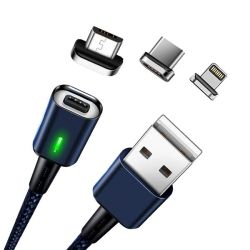 3-IN-1 USB Magnetic Cable For Ios type C micro USB - Blue