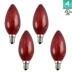Pack Of 4 Luxrite Ctc Red Edison Filament LED Bulb 40W Equivalent- 4 Watt LED Bulb 350 Lumens 15000 Hours Life E12 Candelabra Base