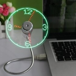 Saytay Flexible Gooseneck MINI USB LED Flashing Real Time Display Clock Fan