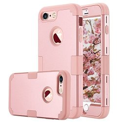 Iphone 7 Case Mcuk 3 In 1 Heavy Duty Shockproof Hybrid Hard PC Soft Silicone Rubber Protective Case For Apple Iphone 7 Rose Gold