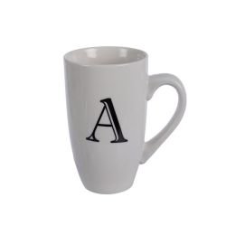 Mug - Household Accessories - Ceramic - Letter A Design - White - 6 Pack