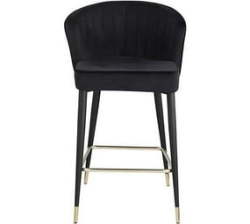 Velvet Upholstered Bar Chair With Deep Channel Tufting And Gold Tipped