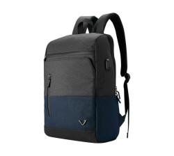 Volkano Infinity Series 15.6 39.6 Cm Backpack In Grey And Navy With Adjustable Padded Shoulder Straps For Added Comfort During Wear And Contoured Padded Back