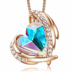 Cde "pink Angel 18K Rose Gold Plated Pendant Necklaces Women Embellished With Crystals From Swarovski Necklace Heart Jewelry Fashion For Women Gift For MOthers Day