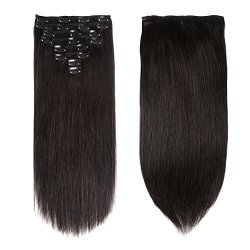 Lovbite Hair Clip In Hair Extensions Thick Human Hair Double Weft 22INCH 120GRAMS Grade 8A Remy Hair 8PIECES LOT 20CLIPS 22"-120G 1B Natural Black