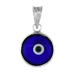 Sterling Silver Evil Eye Pendant Navy Blue Color