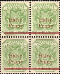 Transvaal 1895 Overprint Unmounted Mint Block Half Penny On 1 - PERF12-5 Reprints