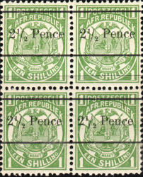 Transvaal 1893 Overprint Unmounted Mint Block 12-5mm Perf12-5 Reprints