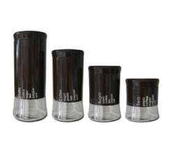 4 Piece Transparent Canisters Coffee Sugar Tea And Pasta Storage Chocolate