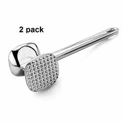 2 Pack Professional Meat Poultry Chicken Tool Tenderizer Hammer Double Side Mallet Heavy Duty Cast Aluminum Large HEADS-2.7" Inches-set Of 2