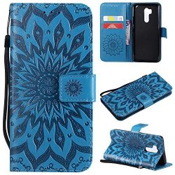 LG G7 Thinq Case Thrion Elegant Retro Pu Leather Flip Wallet Cover With Card Slot Holder And Magnetic Closure For LG G7 Thinq Blue