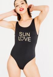 Sun Love Slogan One Piece Black