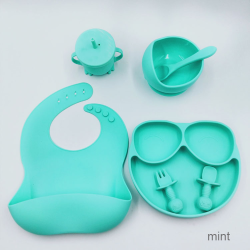 Nuovo Silicone Baby Feeding Set - 7 Piece - Mint