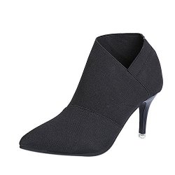 High Gyoume Heel Lady Ankle Boots Shoes Women Black Boots Dress Shoes Office Work Boots Shoes
