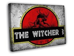 The Witcher 3 Fiend Cool Art Jurassic Park Logo Retro Painting 40X30 Framed Canvas Print