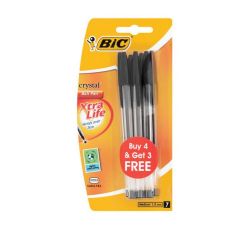 BIC Crystal Xtra Life 4+3 Black Ink Pack Of 10