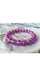 Ladies Stack Bracelet Fashion Jewellery Round Glass Purple Beads