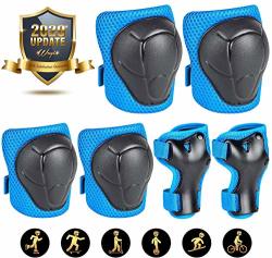 Uggkin Kids Protective Gear Set Knee Pads Elbow Pads Wrist Guards 3 In 1 Safety Pads Set For Kids For Cycling Skating Rollerblading Skateboard Scooter Blue Small