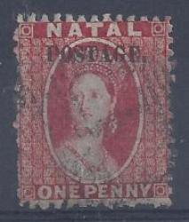 Natal 1869 1d Bright Red Overprinted Type 7e Fine Used