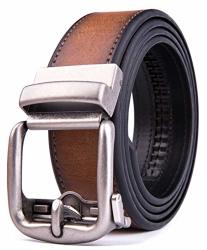 Men's Genuine Leather Ratchet Dress Belt With Automatic Buckle Adjustiable Sizes Handmade All Leather Strap 40 42 L Brown 2073