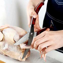 Yitual Kitchen Shears Poultry Shears Good Grips Anti-rust Heavy Duty Stainless Steel Multipurpose Ultra Sharp Utility Scissors With Wooden Handle And Safety Clip Dishwasher Safe
