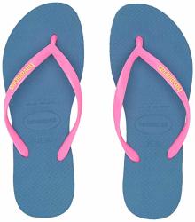 Havaianas Women's Slim Logo Pop-up Flip Flop Sandal Blue 7 8 M Us