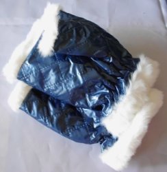 Blue Fur Lined Fingerless Gloves