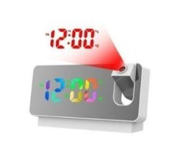 180 Degrees Rotation USB Electronic LED Digital Projection Alarm Clock White