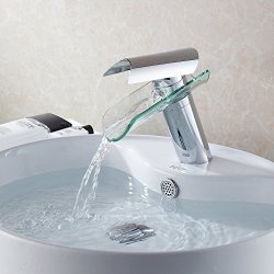 Wovier Chrome Waterfall Bathroom Sink Faucet Single Handle Single Hole Vessel Lavatory Faucet Basin Mixer Tap