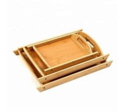 Bambo Set Of 3 O Serving Tray With Cut Out Handles - L