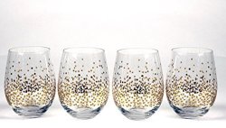 Circleware 76823 Confetti Stemless Wine Glasses Set Of 4 Drinking Glassware For Water Juice Beer Liquor And Best Selling Kitchen & Home Decor Bar Dining Beverage Gifts 18.9 Oz