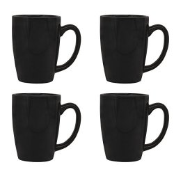 Culver Taza Ceramic Mug 16-OUNCE Set Of 4 Black