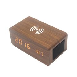 Multifunctional Bedroom Bluetooth Speaker Digital Alarm Clock - Brown